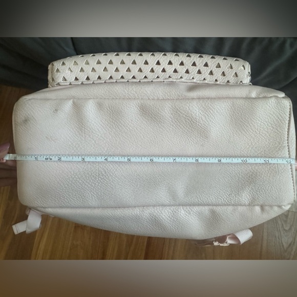 Blush Pink Faux Leather Backpack with Gold Accents & Cutout Design - Picture 8 of 9